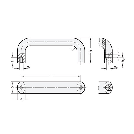Tubular handle 63 N Stainless Steel detail 2