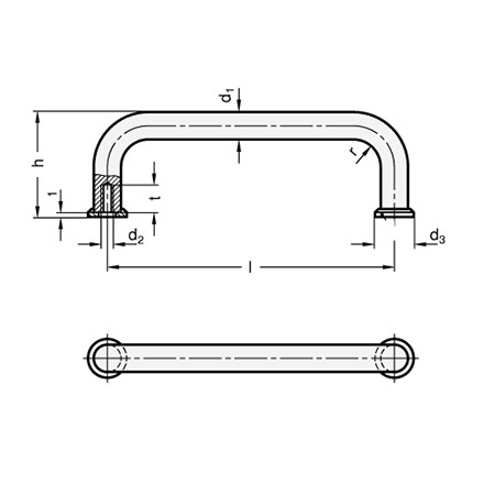 Tubular handle 425 Stainless Steel detail 2