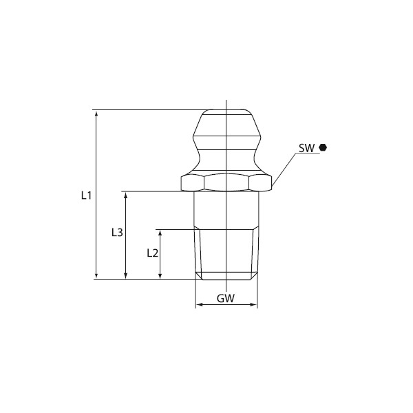 Hydraulische smeernippel  HR (H1) Messing DIN 71412 detail 2