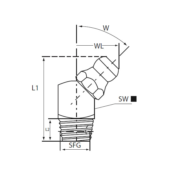 Hydraulische smeernippel DIN 71412 type H/Z zelftappend detail 3