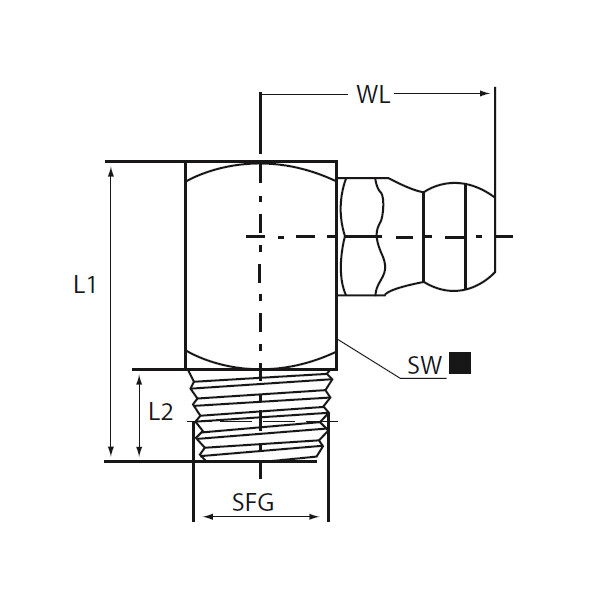Hydraulische smeernippel DIN 71412 type H/Z zelftappend detail 4