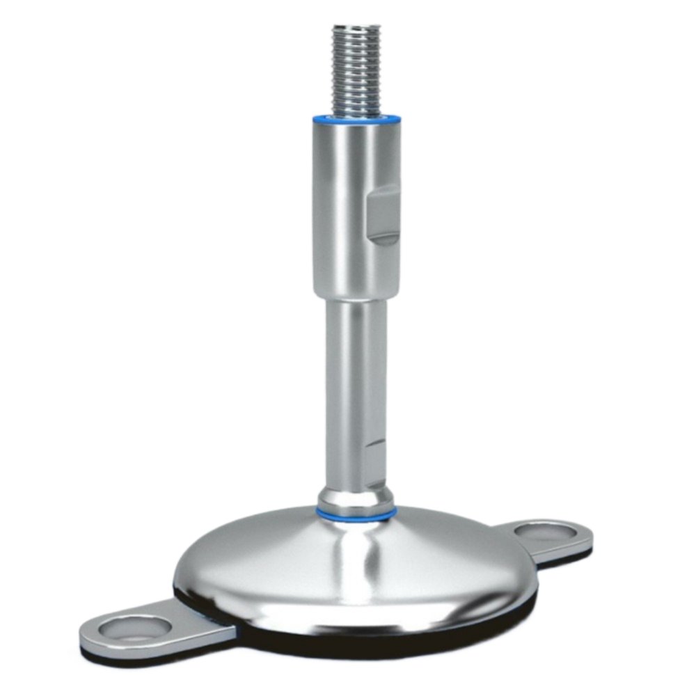 812206012135 Stelvoet RVS hygiënisch 3A ø60 M12x135 zwart 2 lippen